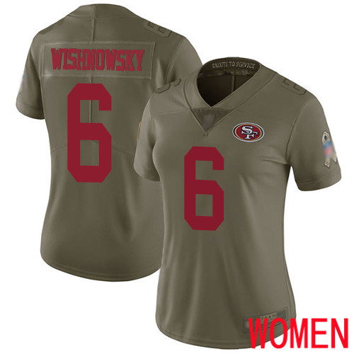 San Francisco 49ers Limited Olive Women Mitch Wishnowsky NFL Jersey #6 2017 Salute to Service